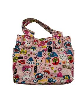 Kawaii Print Pink Bag with Side Pockets
